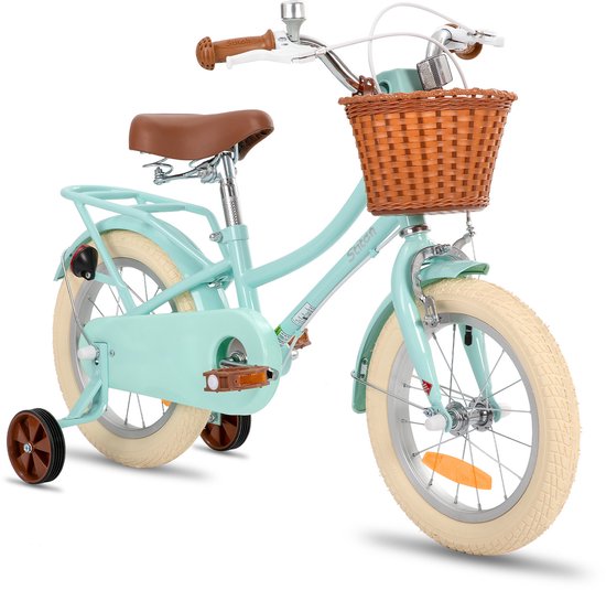 Vélo fille Stitch Manchi - 14 pouces - Roues d'entraînement - Bell - Frein à main - Frein avant en V et frein arrière à tambour - Vert