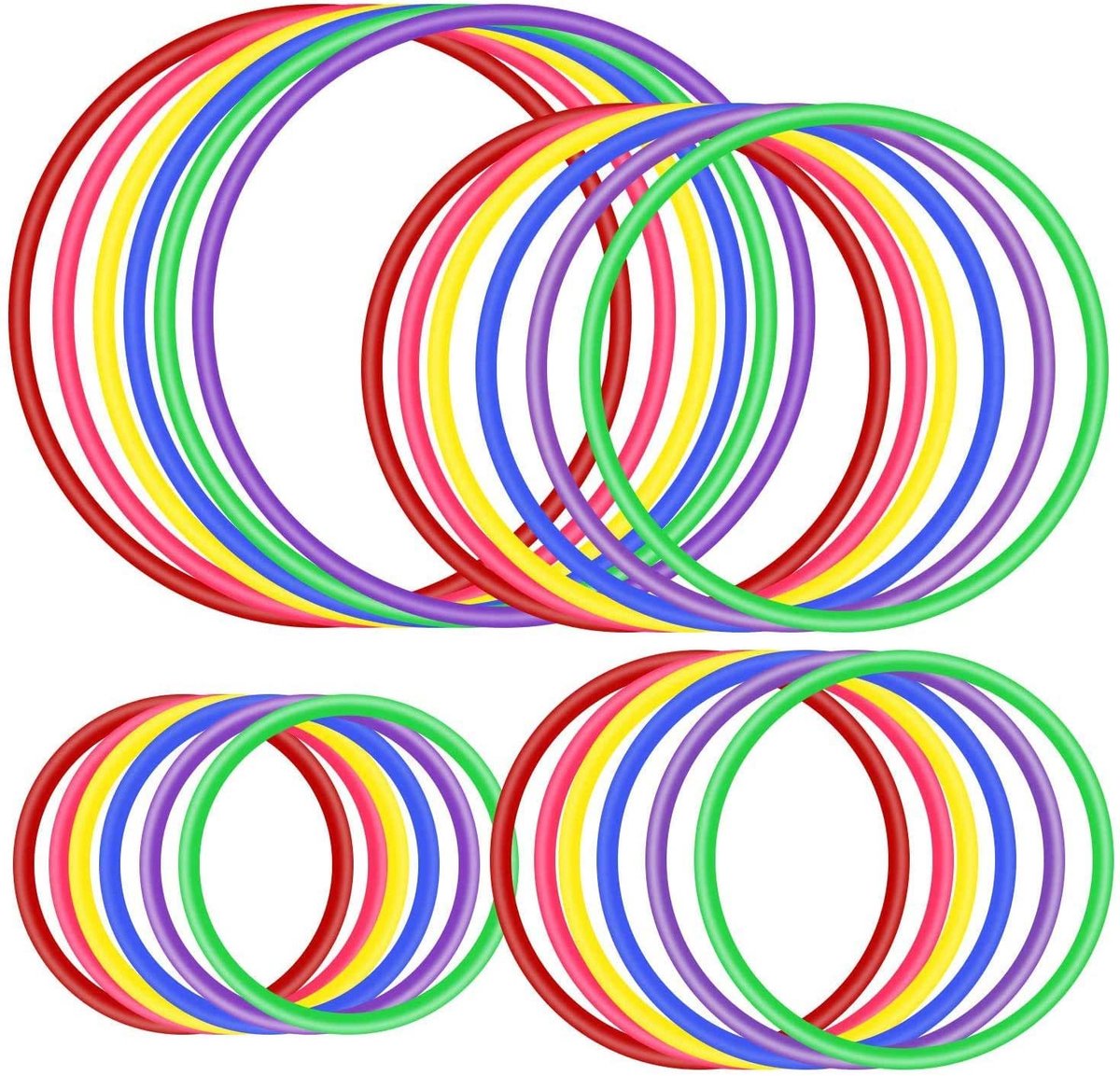 24 Stuks Plastic Toss Ringen Set - 4 Maten - 6 Kleuren - Voor Binnen en Buiten Spellen