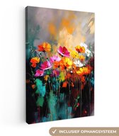 Peinture sur toile 40x60 cm - Décoration murale Couleurs vives - Pétales de fleurs - Abstrait - Décoration murale salon - Décoration chambre - Accessoires chambre - Peintures sur toile
