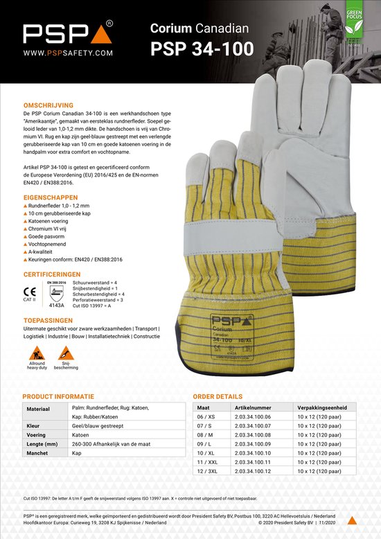 PSP 34-100 Corium Canadian Werkhandschoen van PS — afbeelding 2