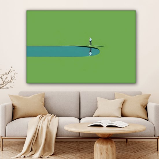 Tableau sur toile 120x80 cm - Décoration murale Personne - Golf - Water - Blauw - Décoration murale murale salon - Décoration chambre - Accessoires chambre - Peintures sur toile