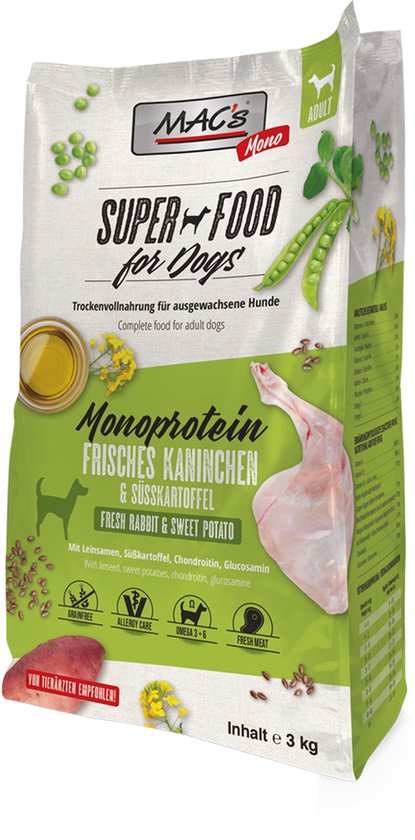 MAC's Superfood Nourriture pour chiens sèche pour chiens - Kip Mono et pomme de terre - 3kg