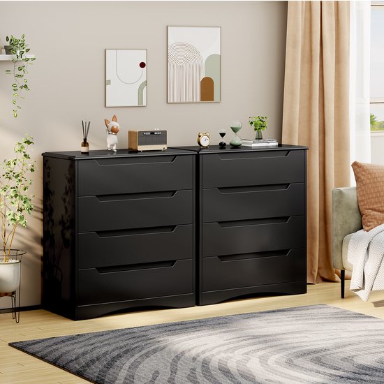 TIMORWTF Commode met 4 laden, 60 cm, commode voor slaapkamer, kinderen, woonkamer of hal, moderne laden, opbergkast, 60 x 34 x 91 cm, wit (4 laden wit