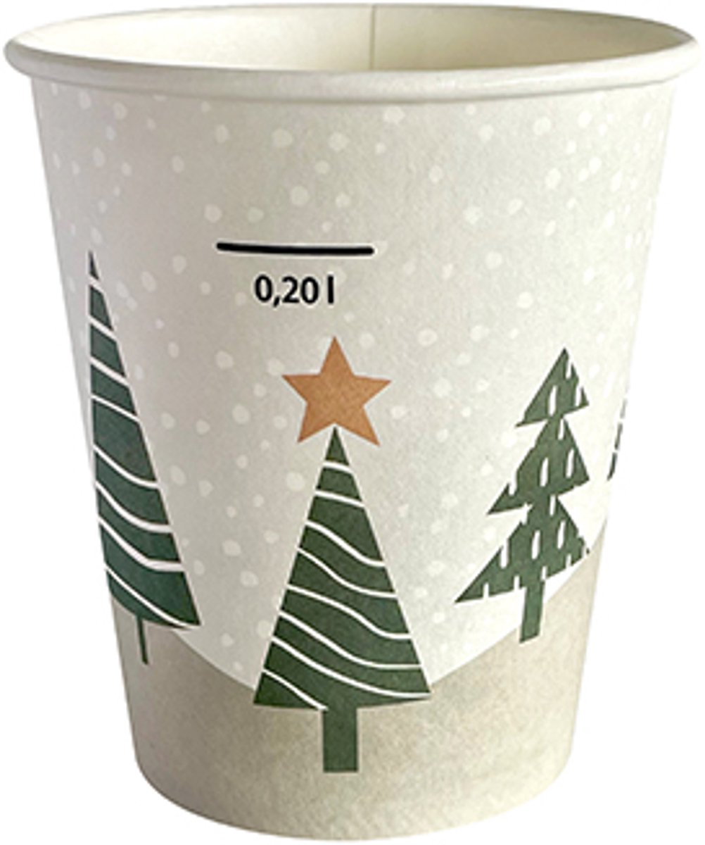 50 Drinkbekers, Karton To Go 0,2 l Ø 8 cm · 9,9 cm Winter Forest