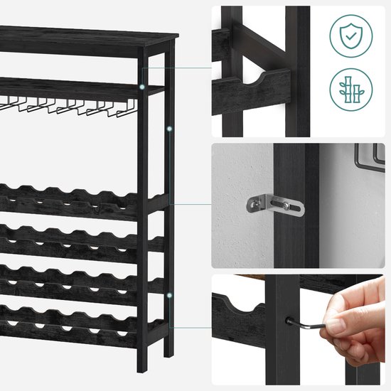 Casier à vin 23 bouteilles porte-verres de bar armoire à vin noir 40x22x68 cm Casier à vin 23 bouteilles porte-verres de bar armoire à vin noir 40x22x68 cm