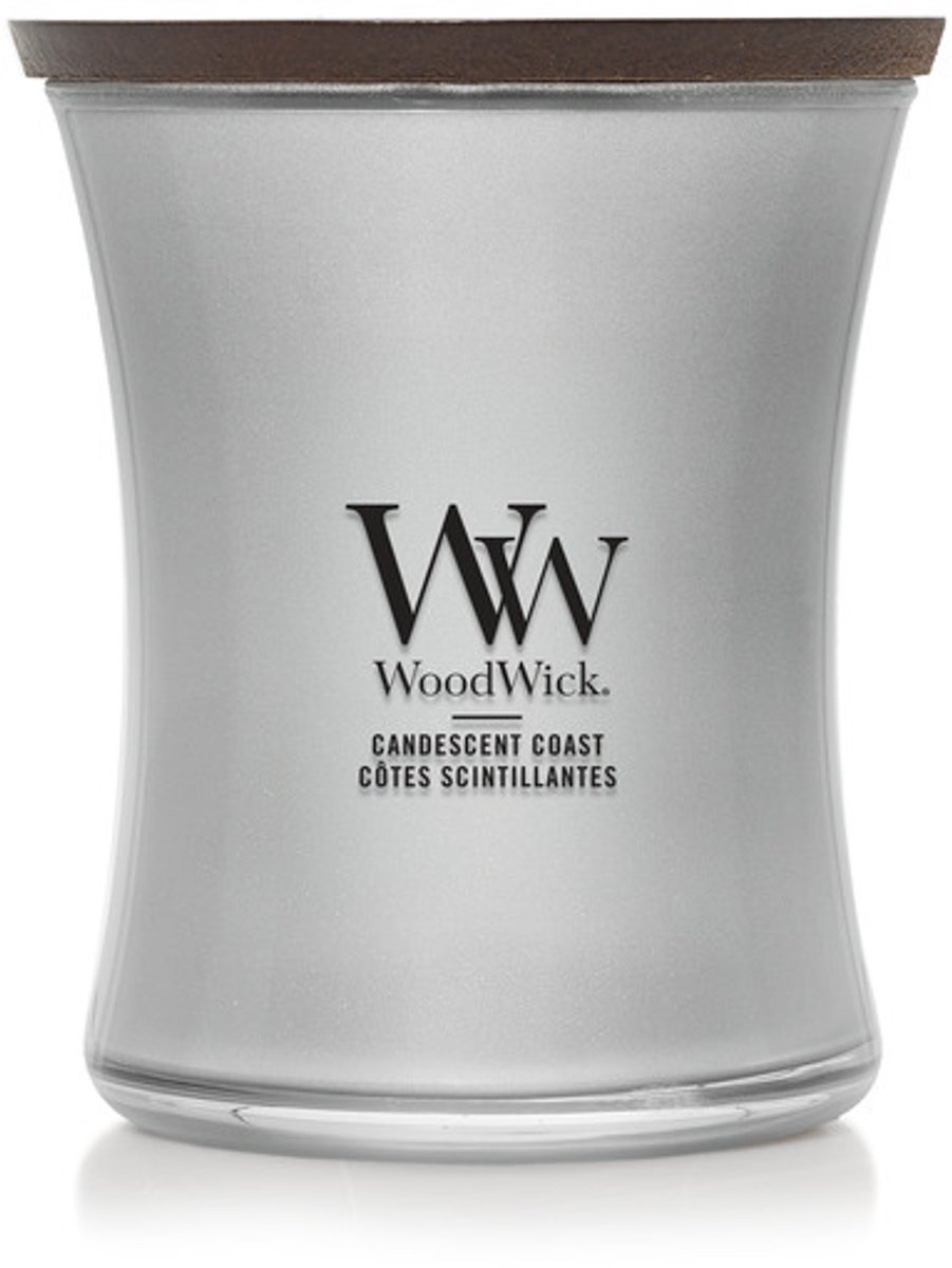 WoodWick Precious Metals - Candescent Coast - Medium Geurkaars - Zilver
