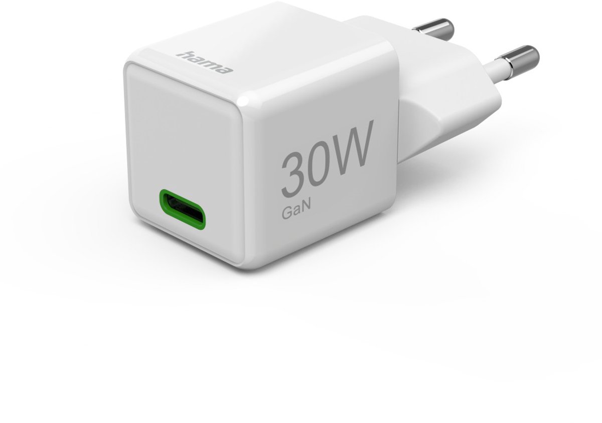 Hama Fast Charger USB-C PD/QC/GaN Super-Mini Charger 30 W Wit