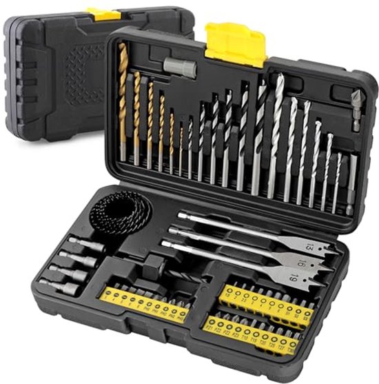 63-delige compacte multi-boorset met titanium gecoate bits | bol