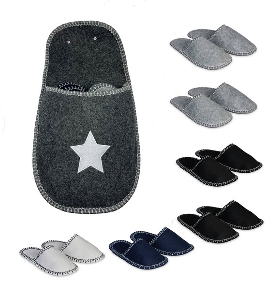 Chaussons en Feutres - 6 paires - pointure 36-45 - antidérapants - étoile