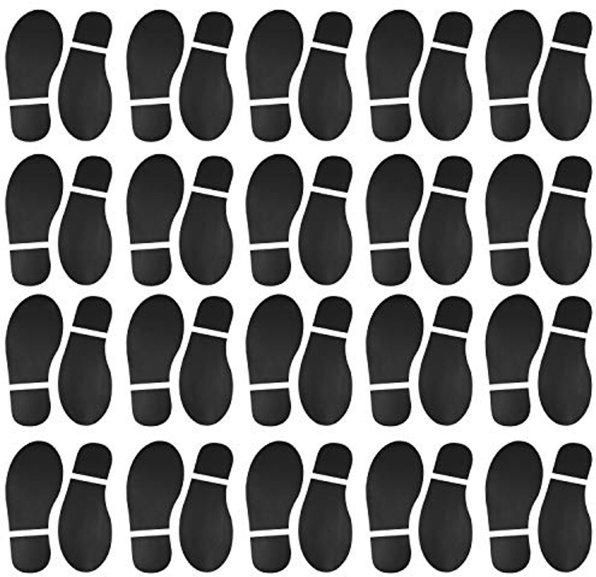 20 paar zwarte voetafdrukstickers voor school en kantoor