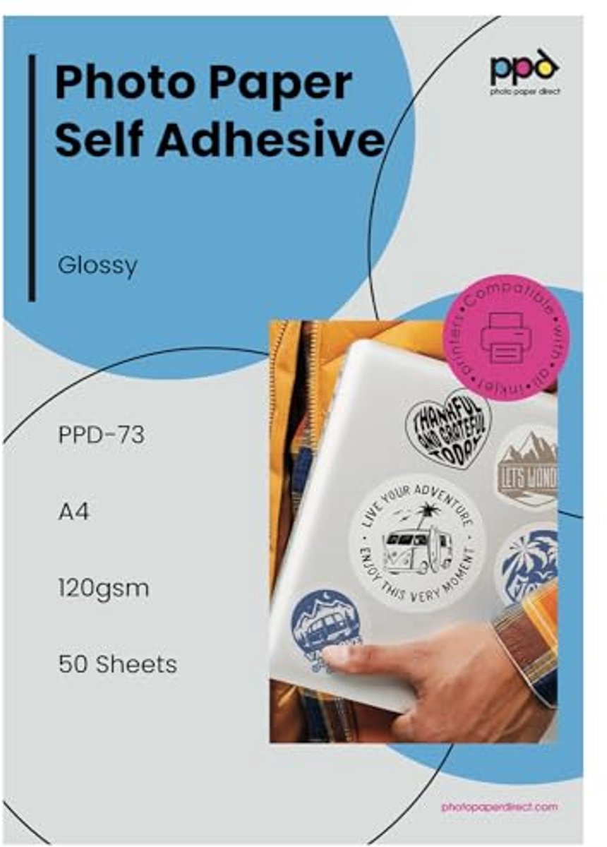 A4 Inkjet Stickerpapier Glanzend 120 g/m2 - 50 Vellen voor Fotokwaliteit Labels