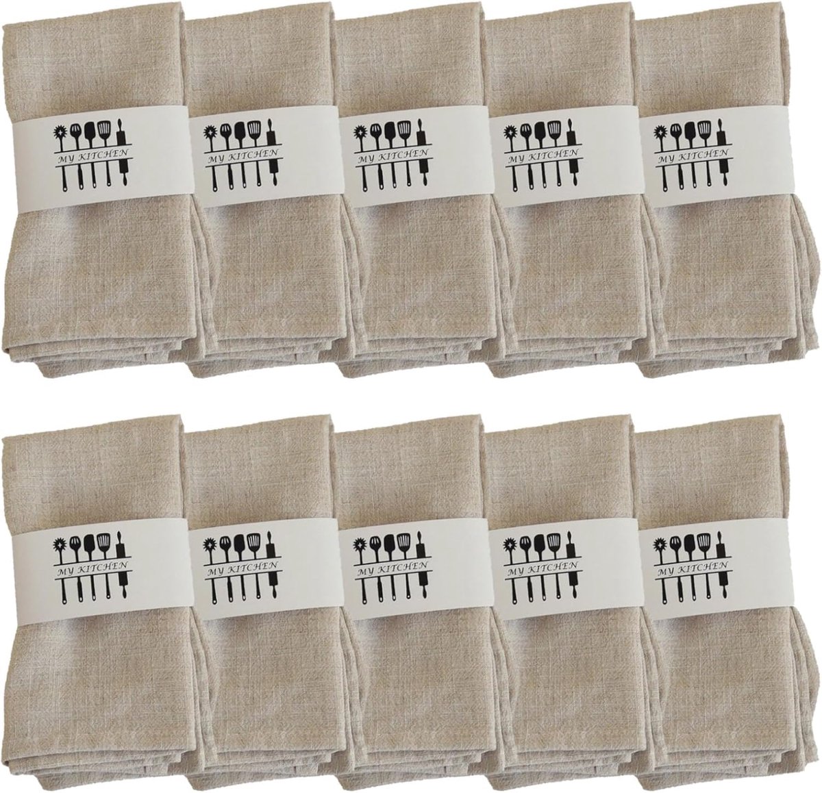 Ibenzoa® Set van 10 stijlvolle beige linnen servetten voor tafeldecoratie