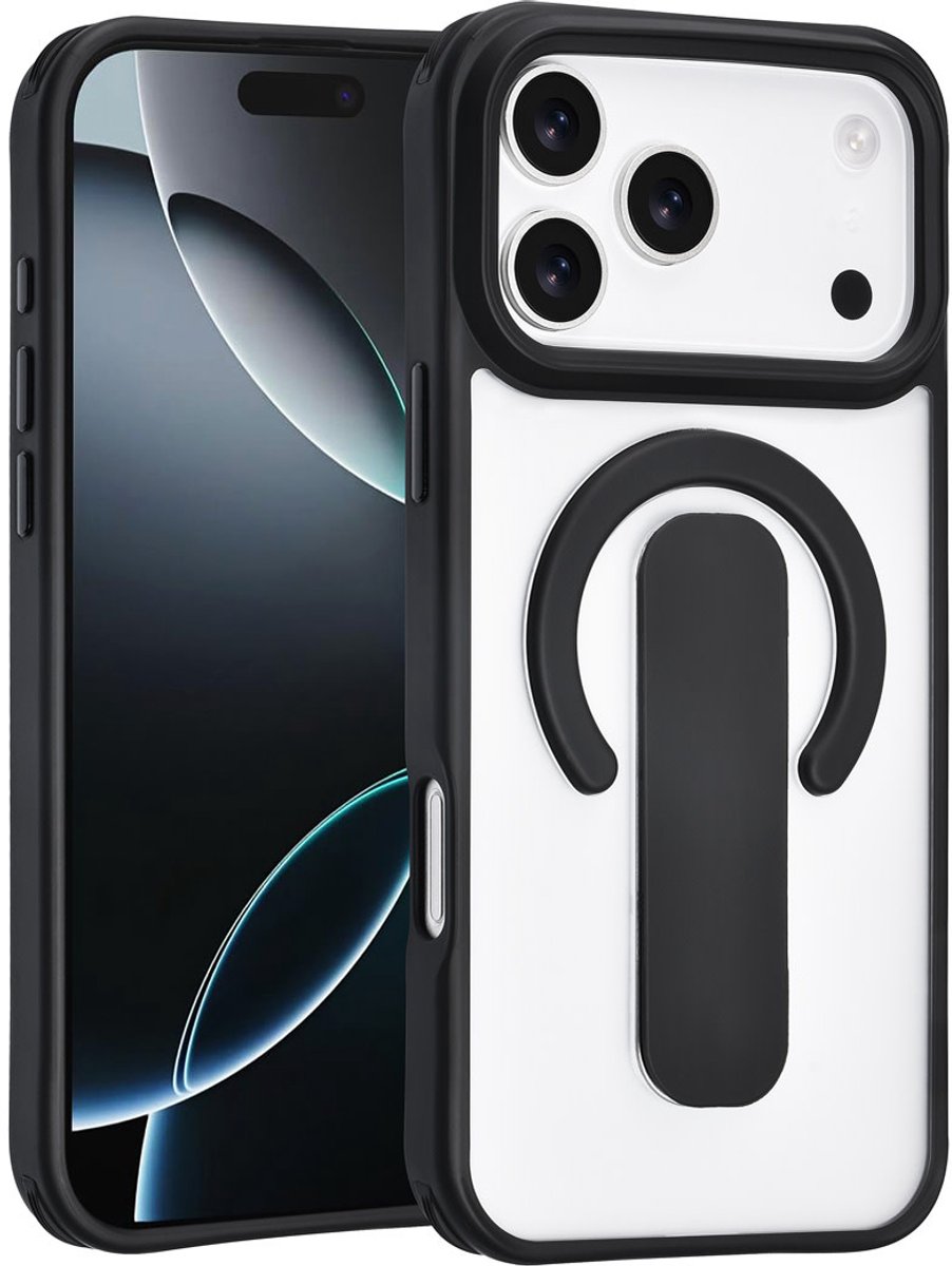 TUNIQ Anti-shock Back cover voor iPhone 17 Pro Max - Ingebouwde Ringstand - Zwart