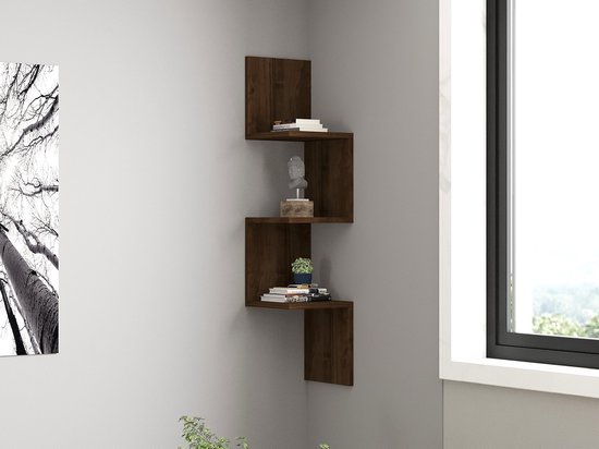 Asir - Wandplank - Okkernoot - 25 x 25 x 105,4 cm