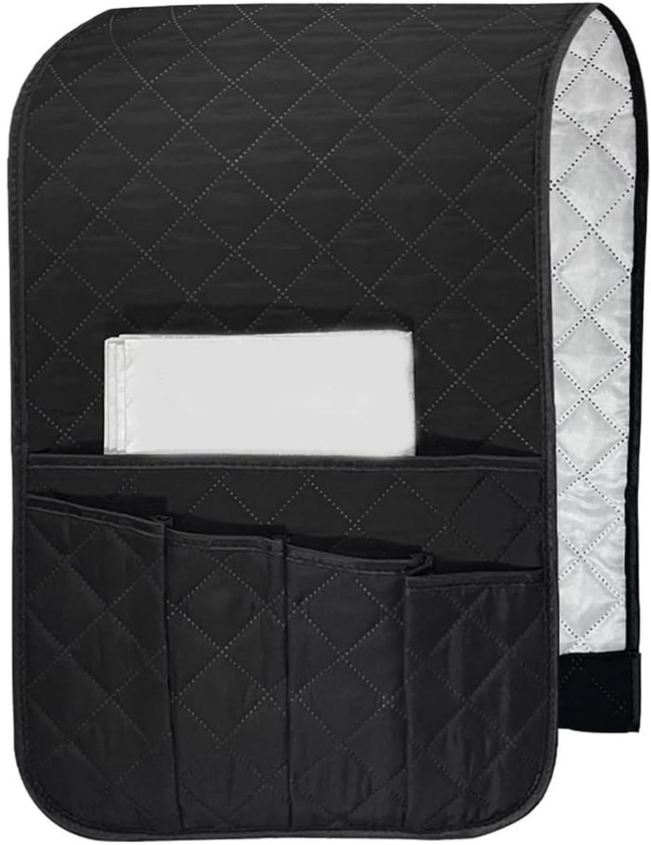 longziming -Sofa Armleuning Organizer – Bank Opbergvak met 5 Vakken & Antislip Bevestiging – Duurzaam Polyester 90×43 cm- Zwart