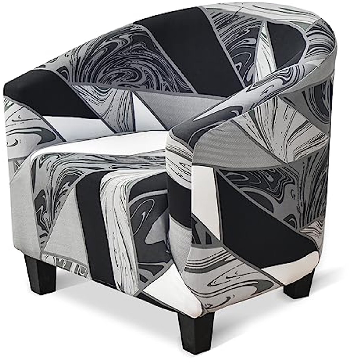 Hoge stretch stoelhoezen voor kuipstoelen – Geometrisch design – Voor woonkamer, hotel en eetkamer