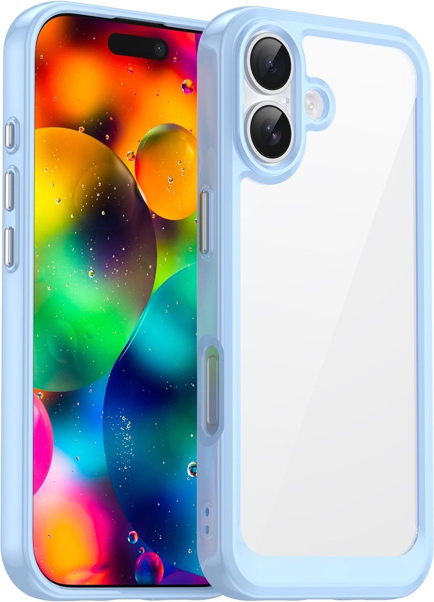 Hoesje geschikt voor Apple iPhone 17 - Phonesta Acrylic Hybrid Back Cover - Blauw