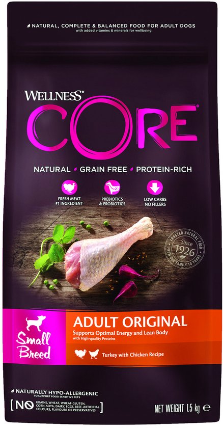 Wellness Core Grain Free Dog Small Breed 1.5 kg - Hondenvoer - Kalkoen