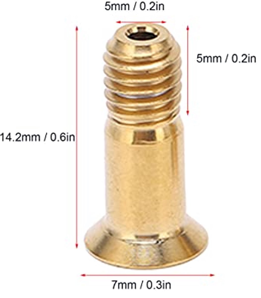 M5 14.2mm Flat Head Hollow Rear Derailleur Guide Wheel Screws, Alloy Golden Derailleur Pulley Bolt Screws for Race Mountain Bike thumbnail 5
