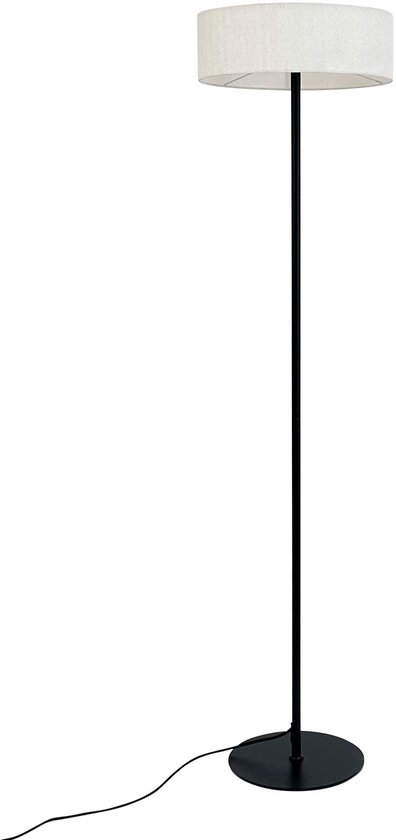 Design Klassieke Vloerlamp – Met Witte Stoffen Kap, Messing Mat Frame, 160 Cm, Incl. LED Filamentlamp