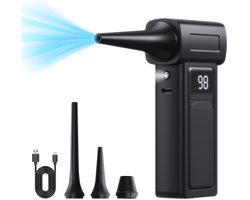 1-seconde turbocompressorstofzuiger - krachtige snoerloze elektrische blazer met led-lampje, 4 instelbare snelheden, oplaadbare stofzuiger voor computers, auto's, woningen, vervanging van perslucht