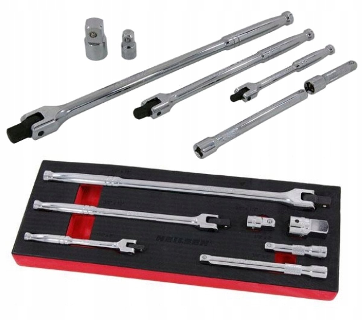 Neilsen Flexibele T-sleutel Set 1/4" 3/8" 1/2" met Verlengers