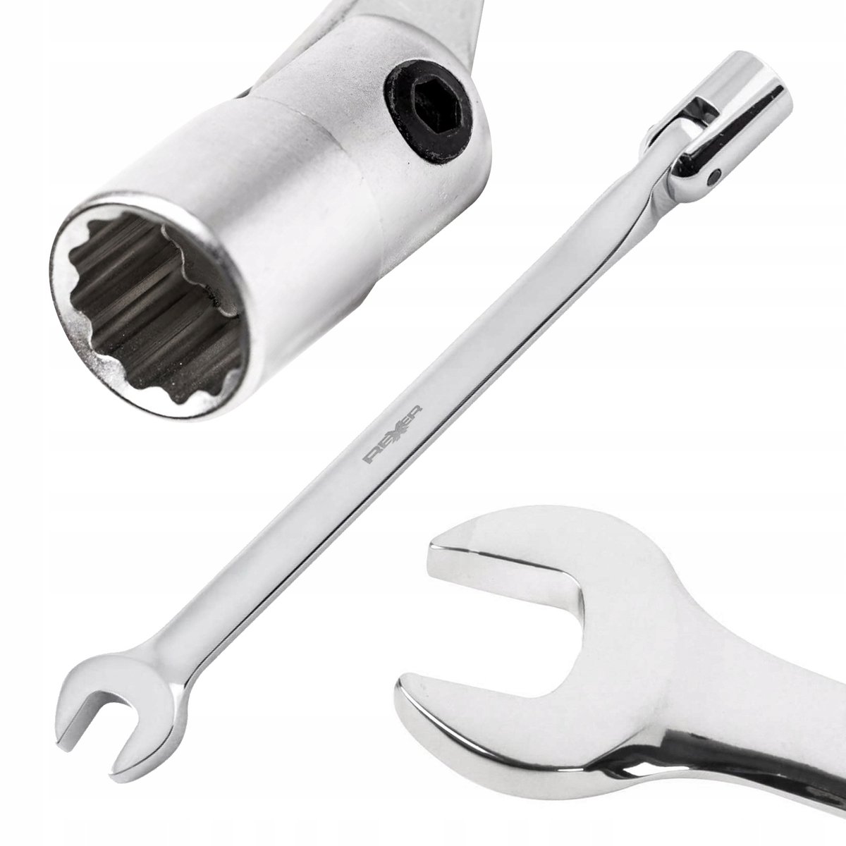 Rexxer 19 mm dopsleutel met kogelring - flexibel en duurzaam CrV-staal
