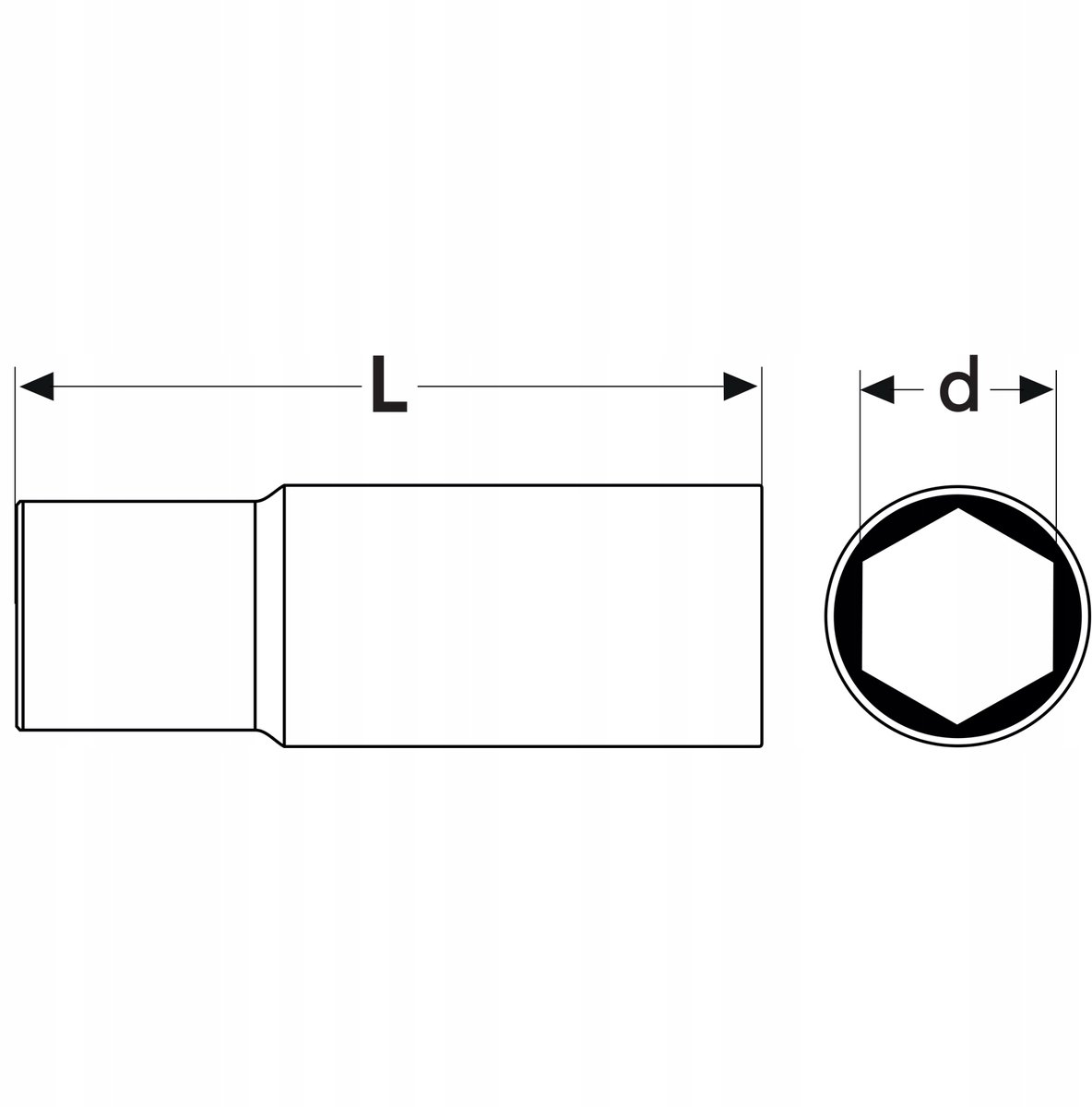 Lange 1/2" 16 mm zeskantdop - Duurzaam CrV-staal