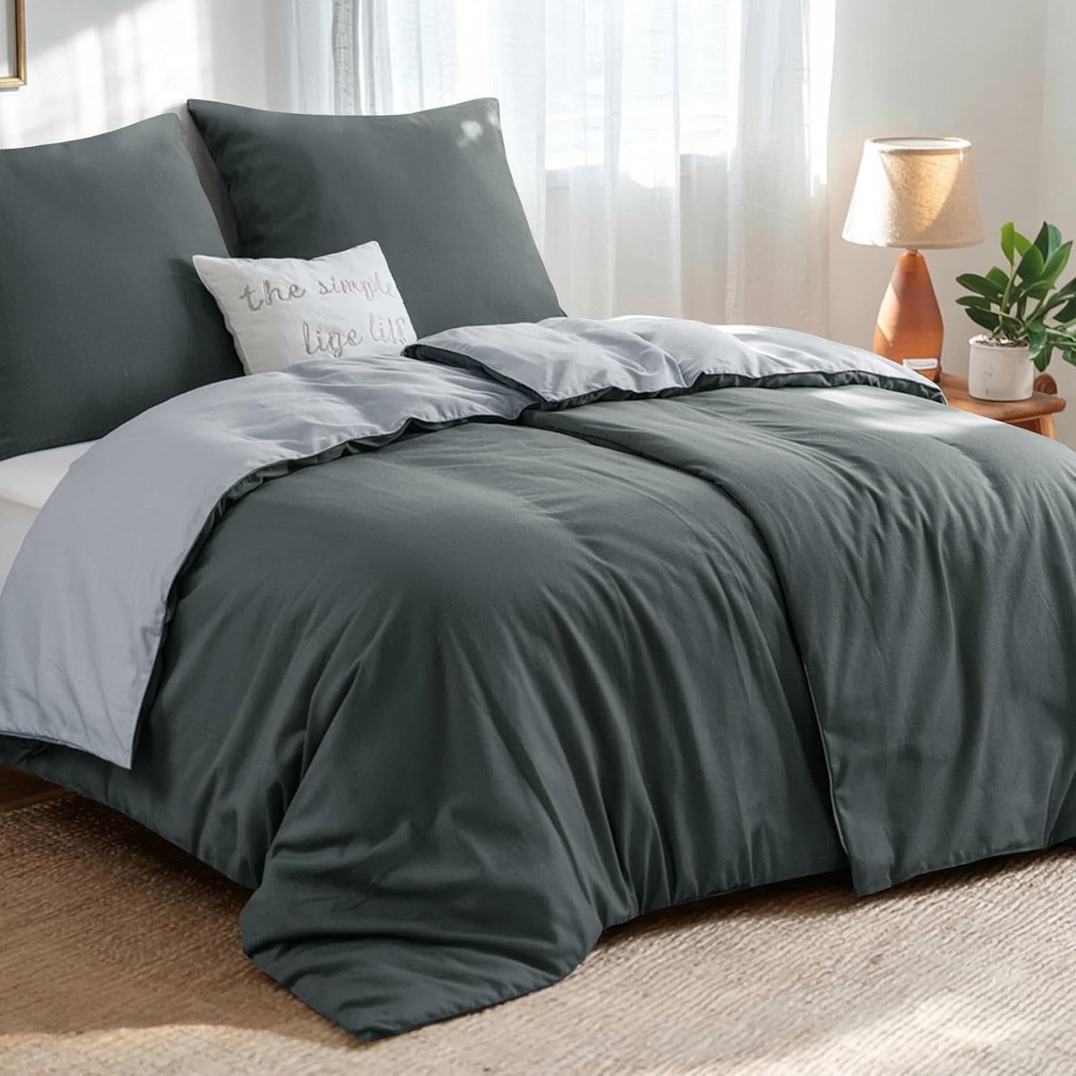 Image of 4-delige beddengoedset - microvezel - omkeerbaar - 135 x 200 cm