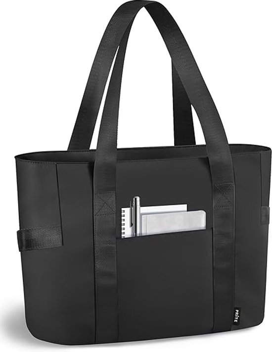 Sac à main - Sac d'école - Sacs à main femme - Grand sac pour ordinateur portable - Nylon Zwart - 40 × 15 × 32 cm - 390 g - Avec compartiments de protection, poches multiples et bandoulière