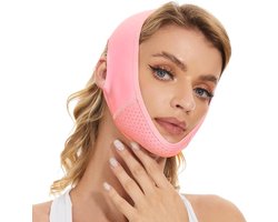 Gezichtslift Band - Kinriem - V Line Gezichtsband - Facelift - Dubbele Kin Correctie - Verstevigend Gezichtsmasker - Kaaklijn Verstrakker - Herbruikbaar & Comfortabel - line Gezichtslift Band Roze - Nylon Spandex