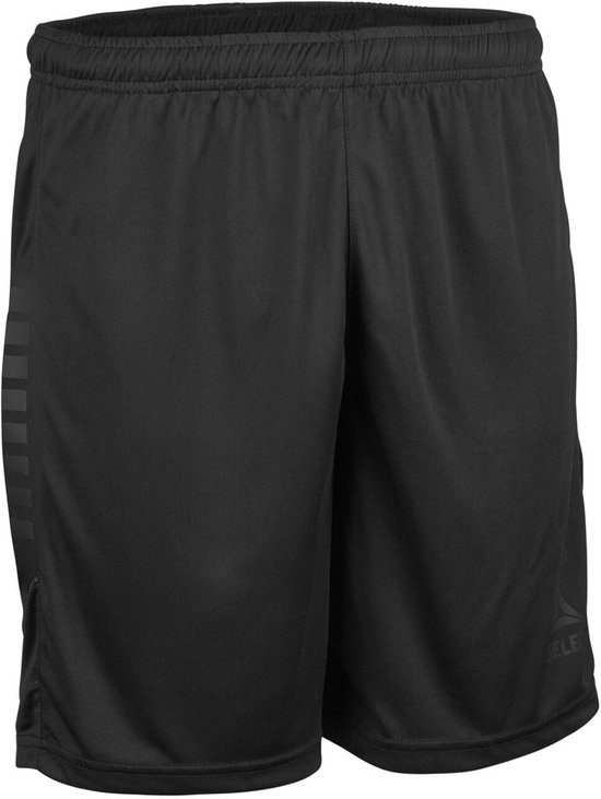 Zwarte Select sportshort met elastische taille, ton-sur-ton logo en blokpatroon aan de zijkant.