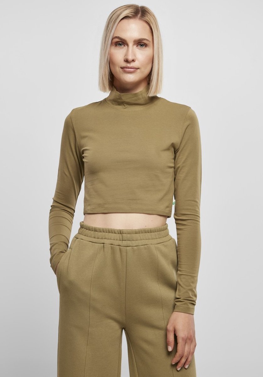 Urban Classics Organic Cropped Turtleneck Longsleeve top L Groen