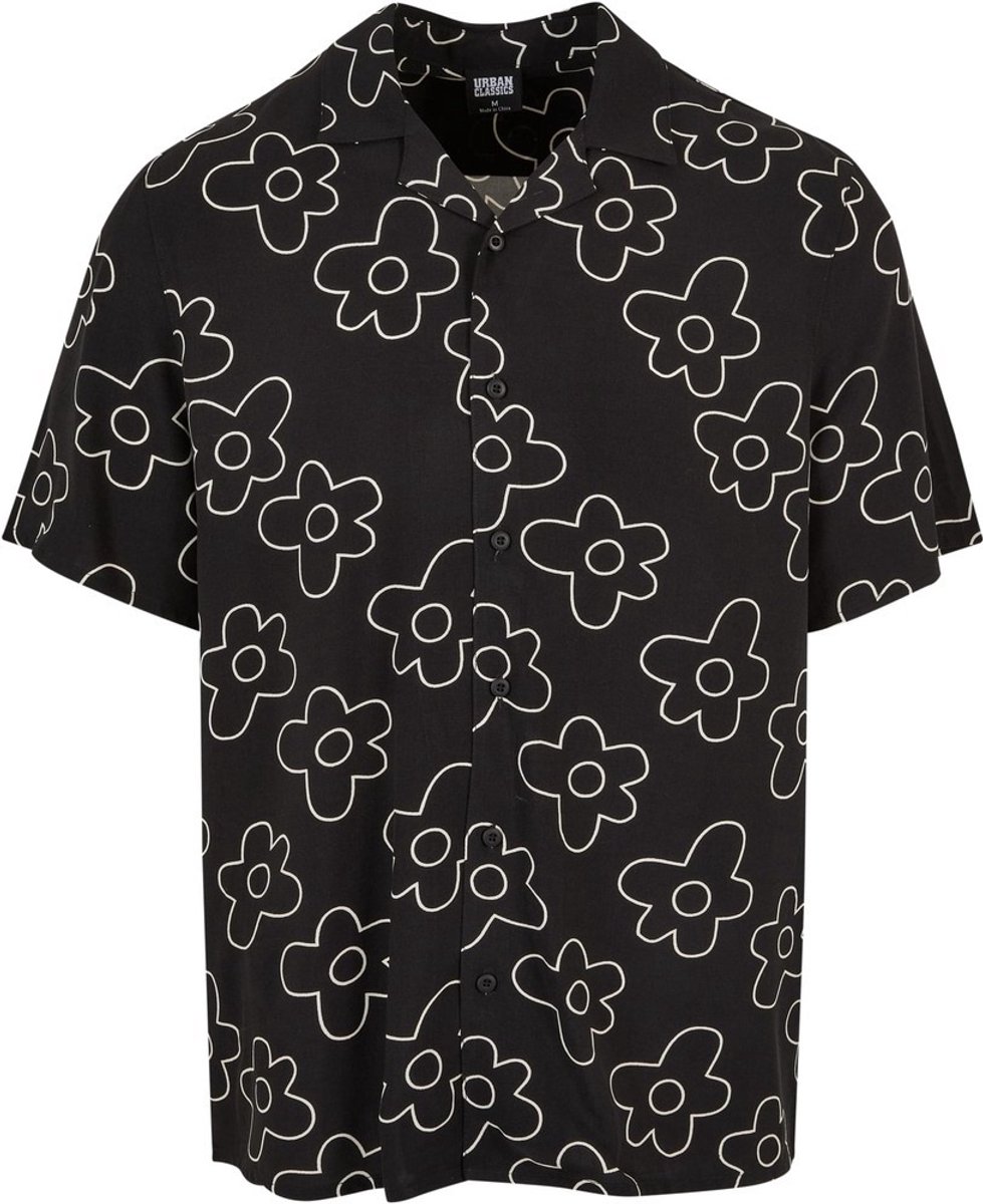Urban Classics Viscose AOP Resort Overhemd S Zwart