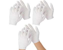Allecto Plus - Katoenen handschoenen voor droge handen en eczeem - Wit - Maat M - Set van 3 - Hydraterend - Cosmetica - Handspa - Sieradeninspectie - Wasbaar - Rekbaar - Ademend