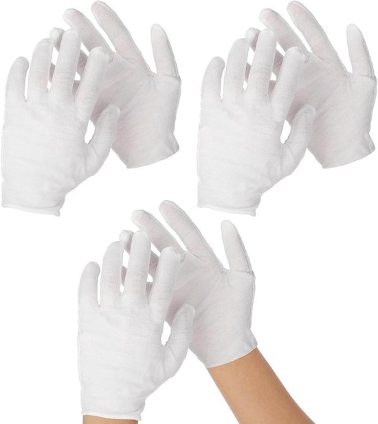 Allecto Plus - Katoenen handschoenen voor droge handen en eczeem - Wit - Maat M - Set van 3 - Hydraterend - Cosmetica - Handspa - Sieradeninspectie - Wasbaar - Rekbaar - Ademend