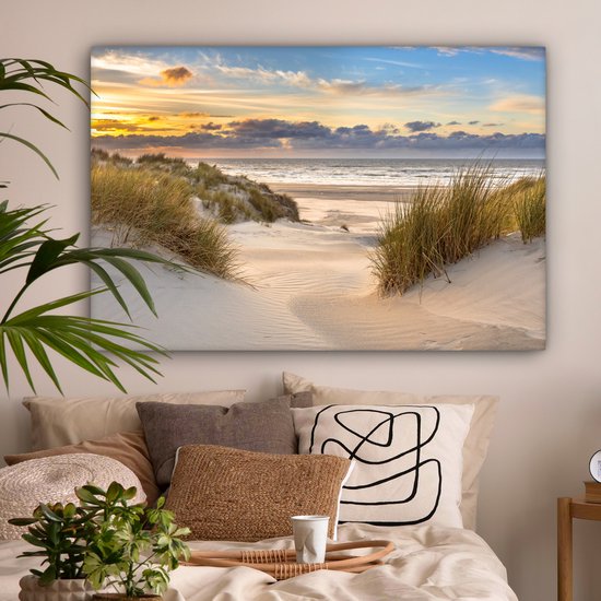 Toile - Plage - Mer - Soleil - Dune - Peintures salon - Chambre - Photo sur toile - Tableaux sur toile naturel120x80 cm