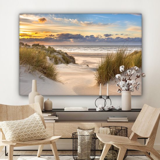 Tableau sur toile - Plage et mer 120x80 - Accessoires décoration chambre dunes - Tableaux plage salon - Décoration murale chambre - Décoration murale - Décoration murale cuisine - Toile murale intérieur - Décoration maison - Accessoires de maison