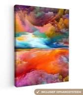 Toile - Peinture à l'huile - Peinture - Nuages - Arc-en-ciel - Abstrait - 30x40 cm - Peintures sur toile - Décoration murale