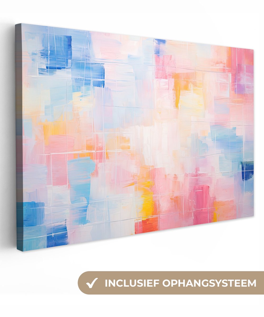Canvas schilderij abstract 140x90 cm - Abstracte kleurrijke kunst - Slaapkamer decoratie r
