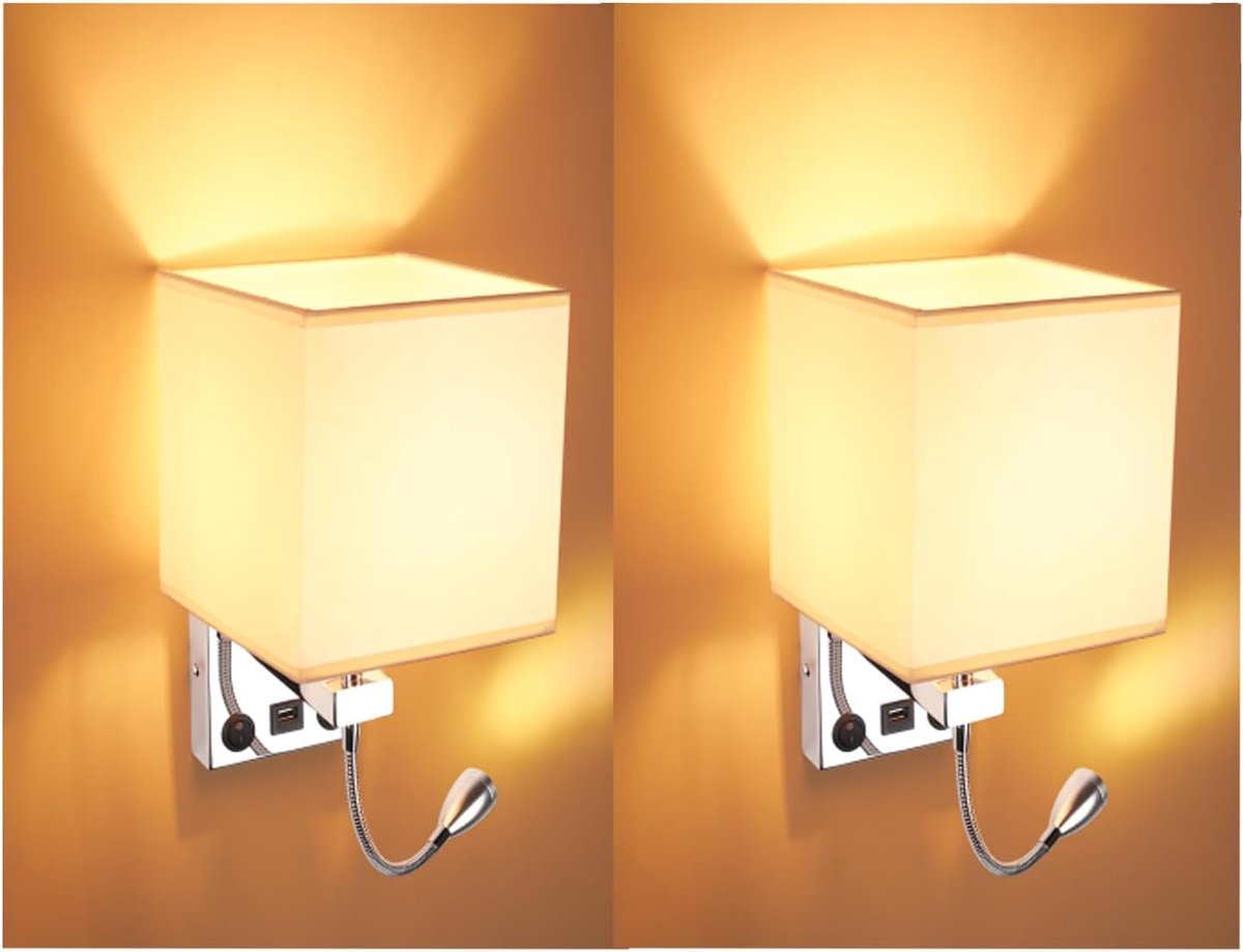 Wandlamp met USB en Zwenkarm LED Spotlight - Multifunctionele Verlichting voor Slaapkamer en Woonkamer