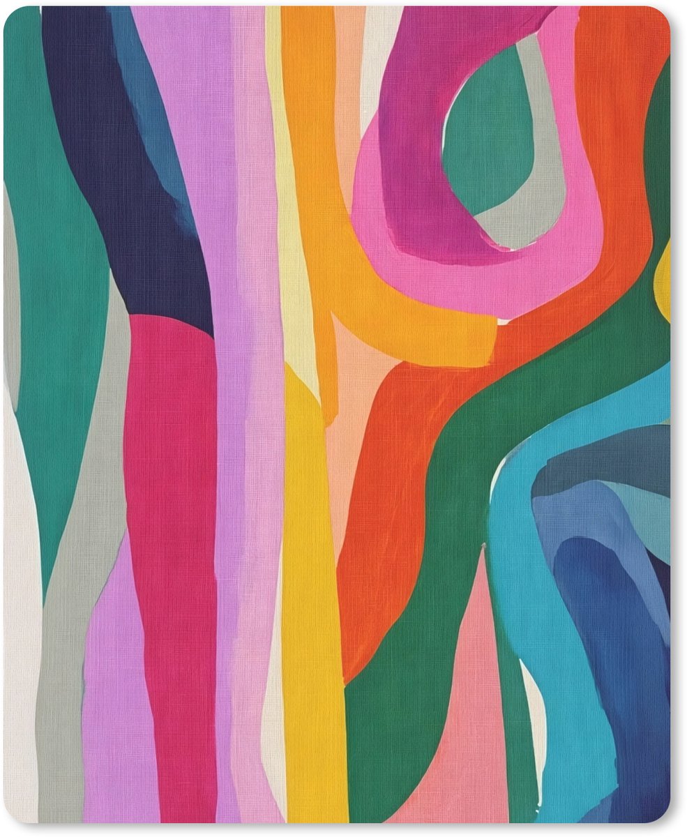Muismat 19x23 cm - Mousepad Abstract - Kleurrijk - Golven - Lijnen - Muismatten