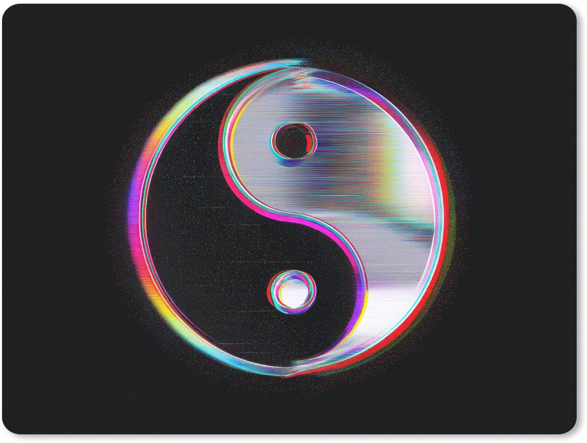Muismat 23x19 cm - Mousepad Yin-Yang - Cirkel - Regenboog - Muismatten