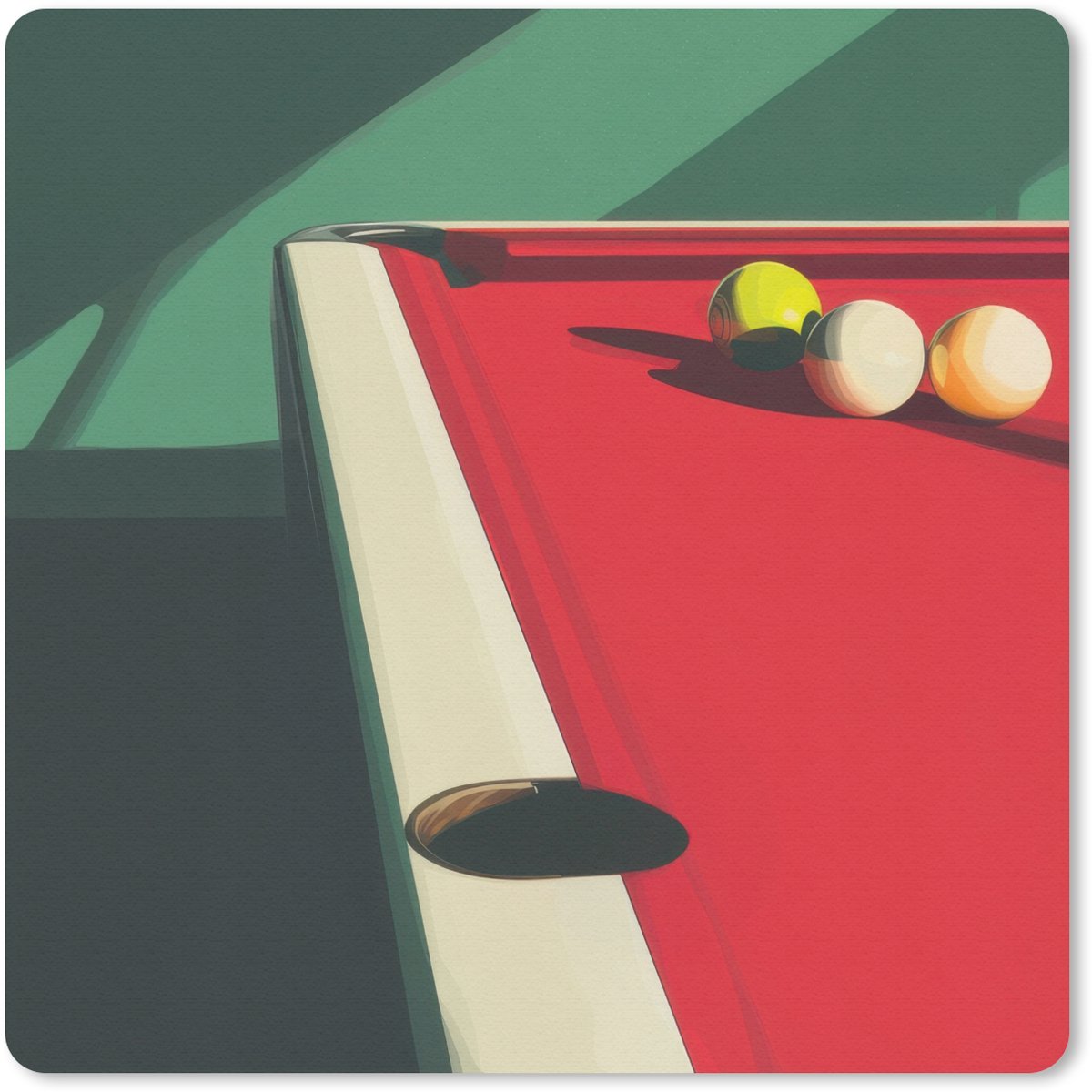 Muismat 20x20 cm - Mousepad Biljarttafel - Ballen - Rood - Schaduw - Muismatten