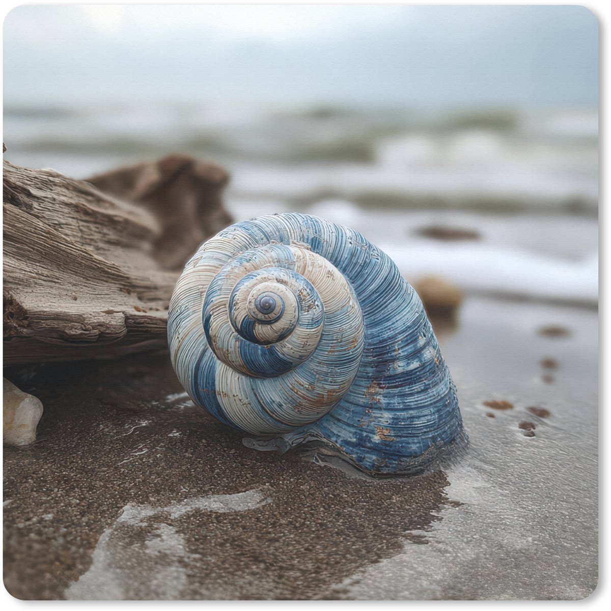 Muismat 20x20 cm - Mousepad Schelp - Strand - Blauw - Zee - Muismatten