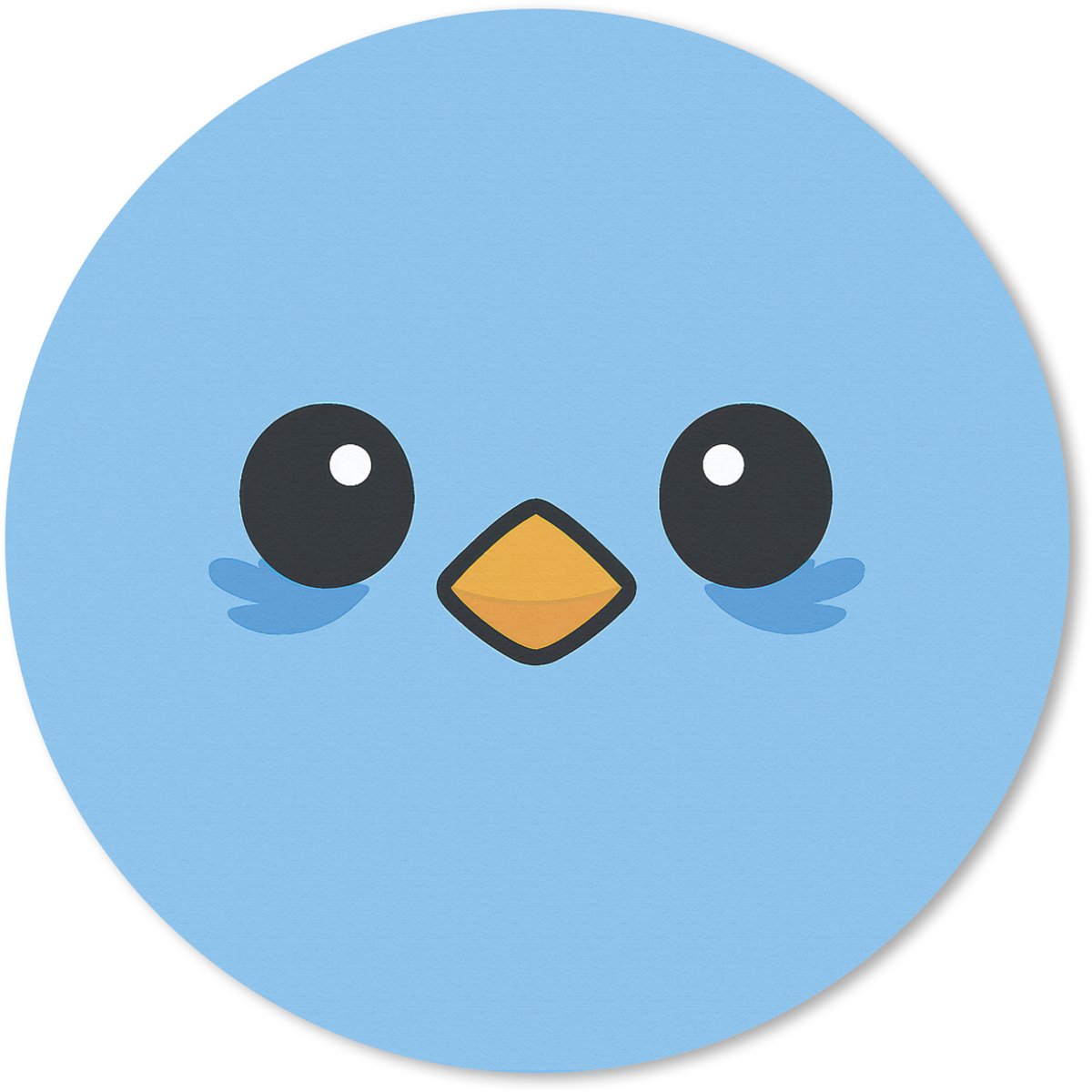 Muismat rond 30x30 cm - Mousepad Vogel - Blauw - Eenvoudig - Ronde muismatten