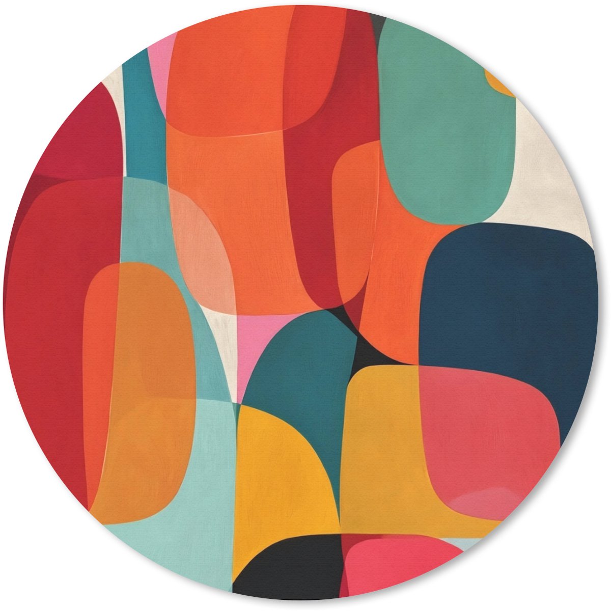 Muismat rond 20x20 cm - Mousepad Vormen - Kleurrijk - Abstract - Vlakken - Ronde muismatten