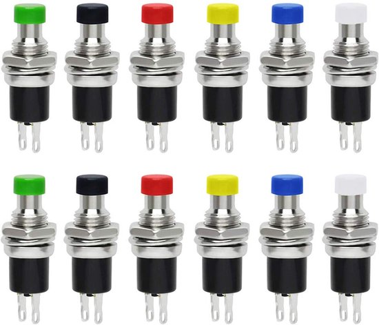 Pack of 12 Premium 7 mm Mini Push Button Switch, Momentary Push Button ...