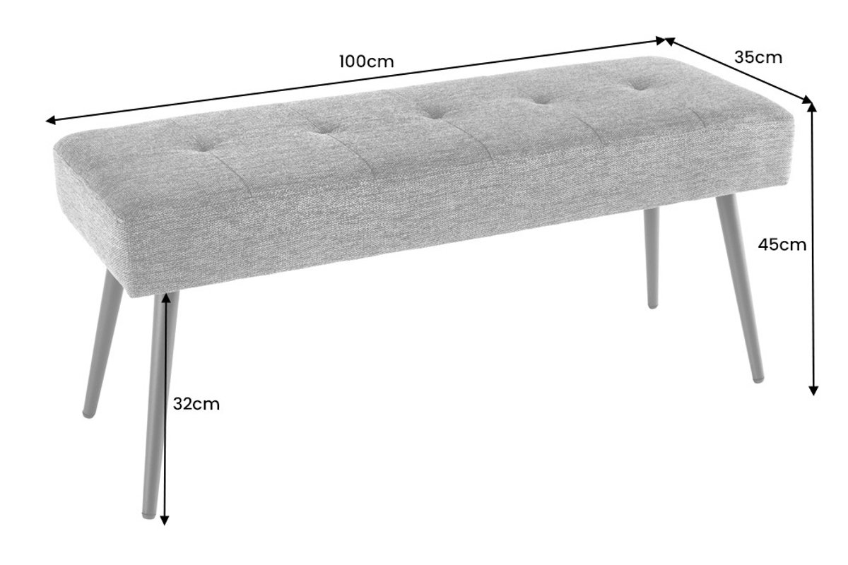 Design bank BOUTIQUE 100cm champagne fluweel zwart metalen poten - 43320