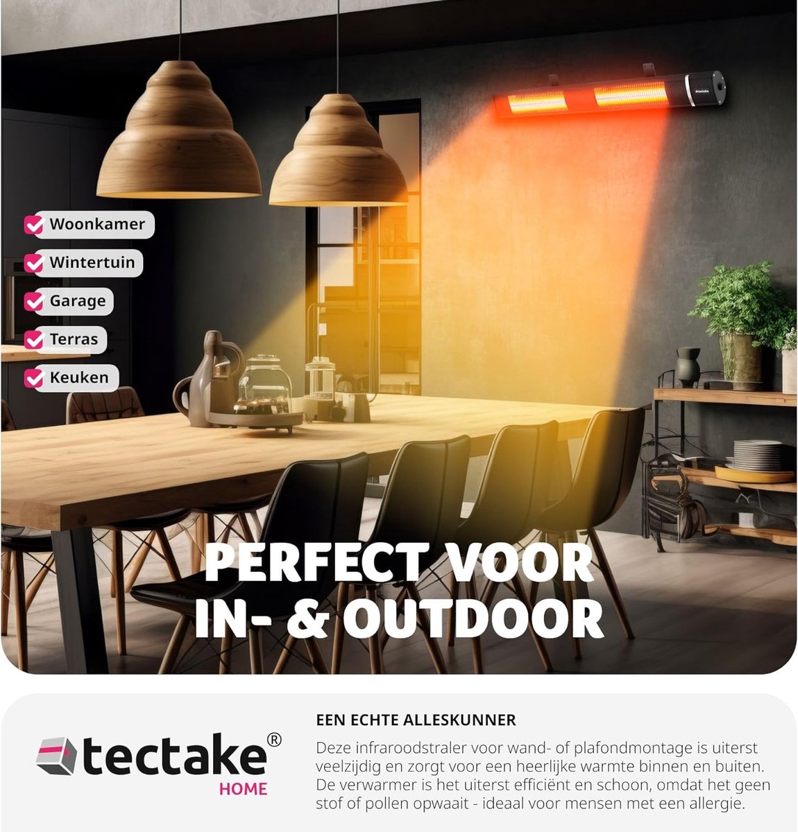 Infrarood terrasverwarmer met 3 vermogensniveaus en afstandsbediening - Perfect voor binnen en buiten – foto 7